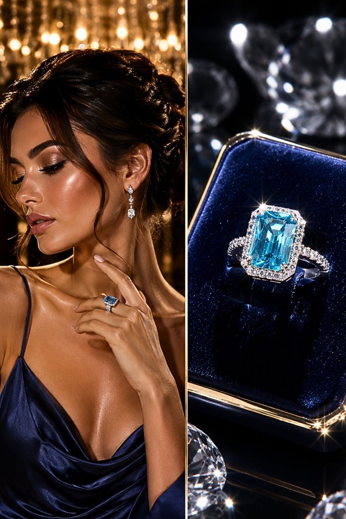 Baget Model Aquamarin Taşlı Gümüş Yüzük