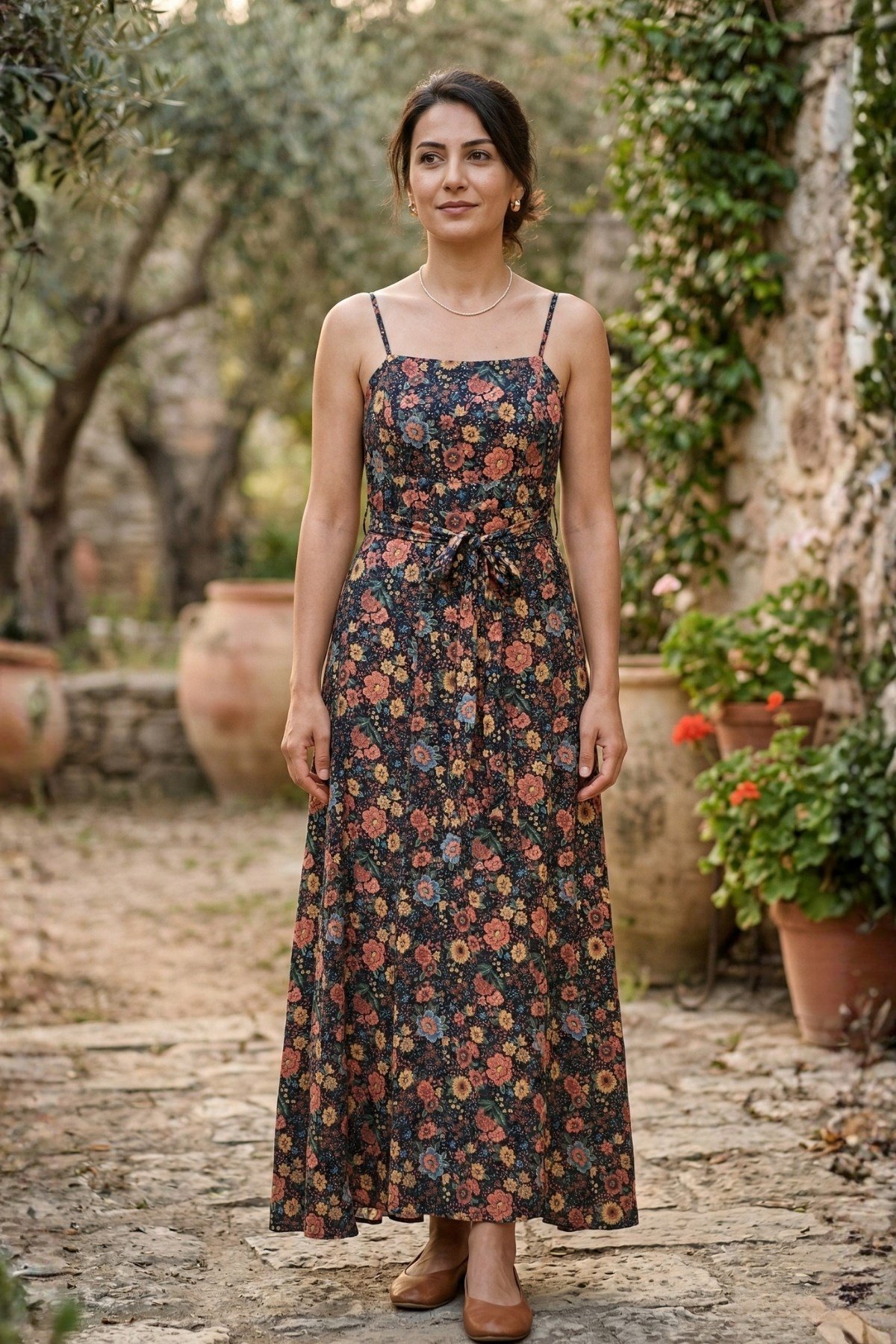Belden Bağlamalı Etnik Elbise