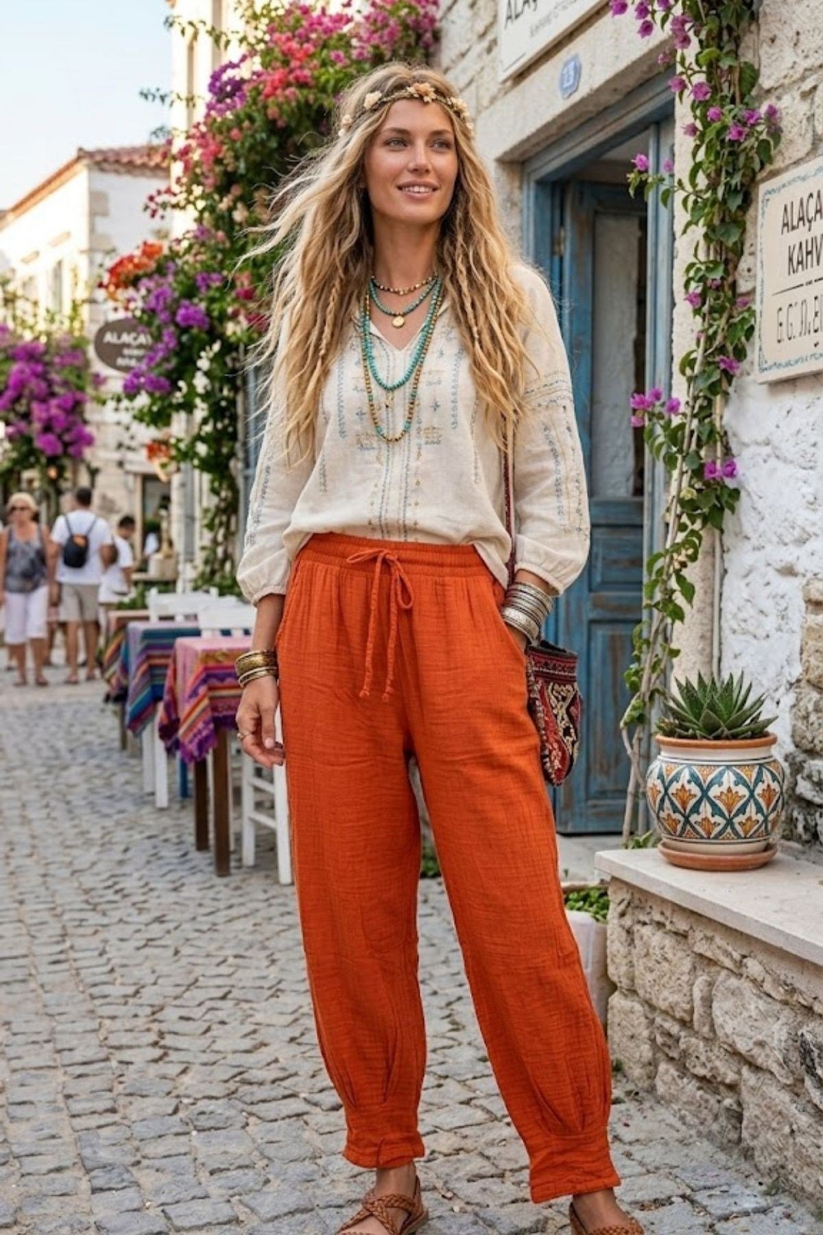 Beli Lastikli Muslin Pantolon