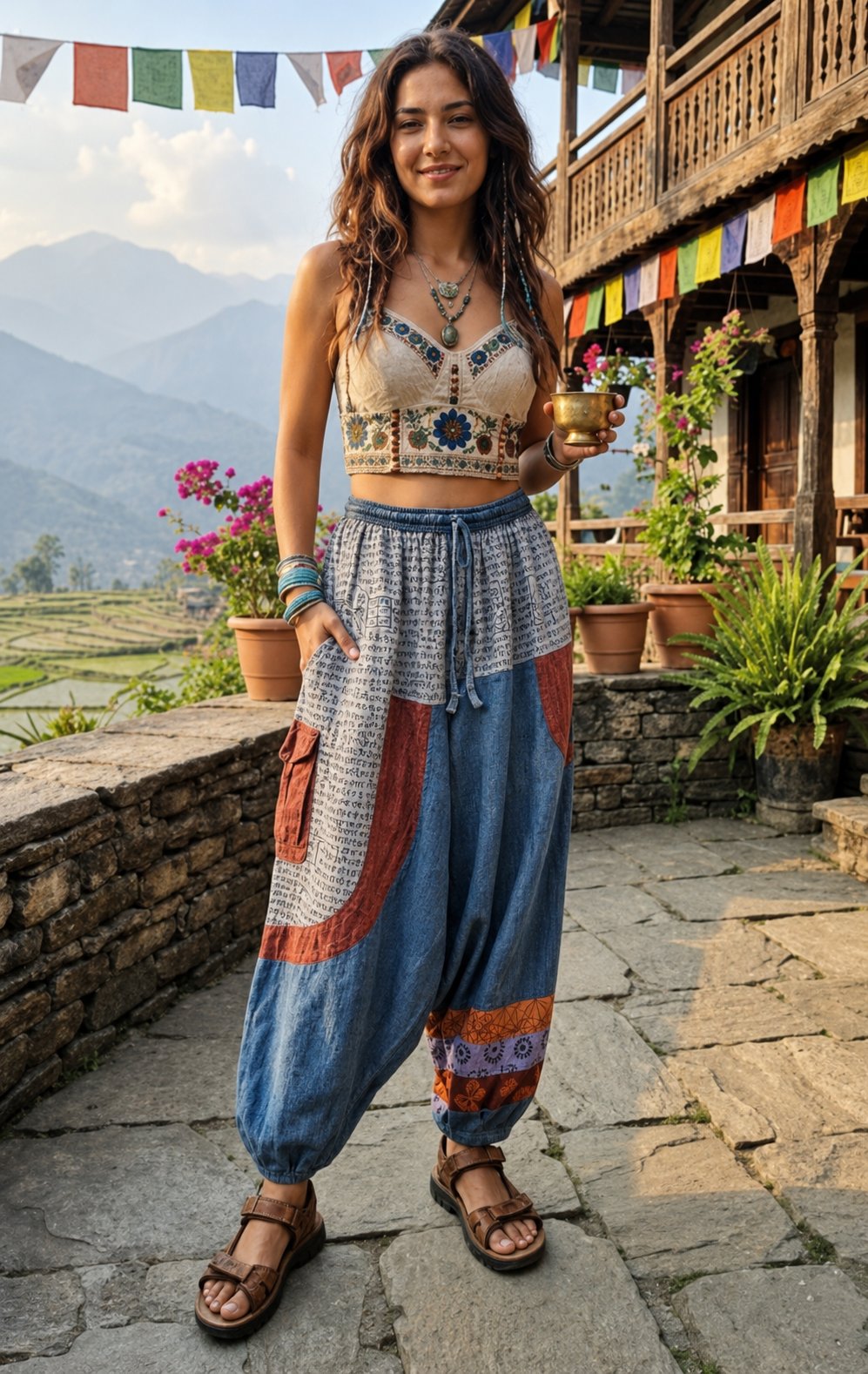 Bohem Patchwork Etnik Nepal Şalvar