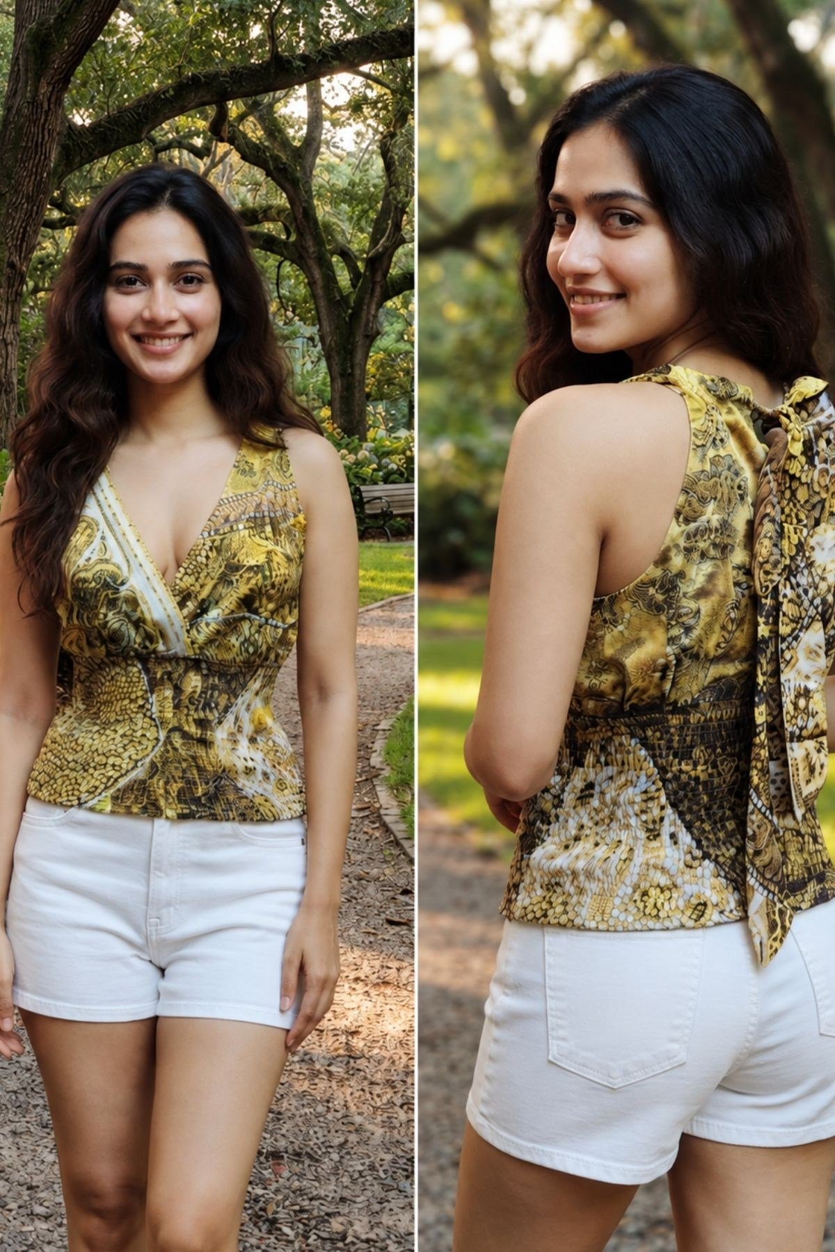 Gipeli Yazlık V Yaka Crop Bluz