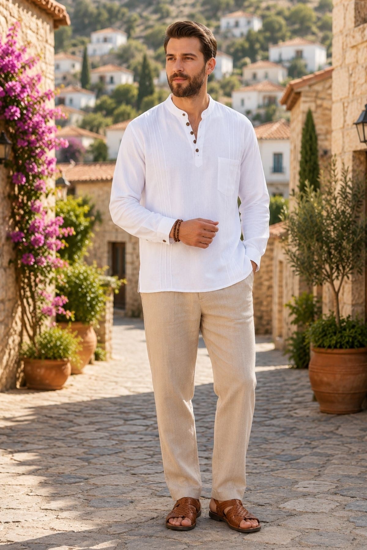 Hakim Yaka Nervürlü Otantik Unisex Gömlek