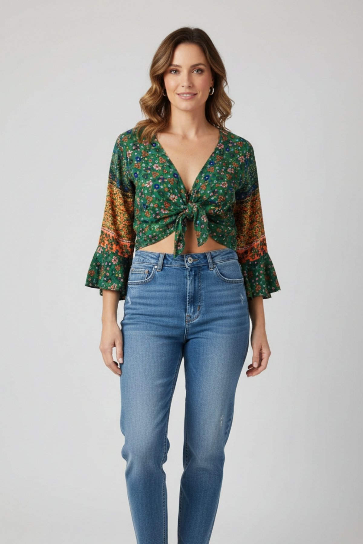 İspanyol Kol Crop Bluz