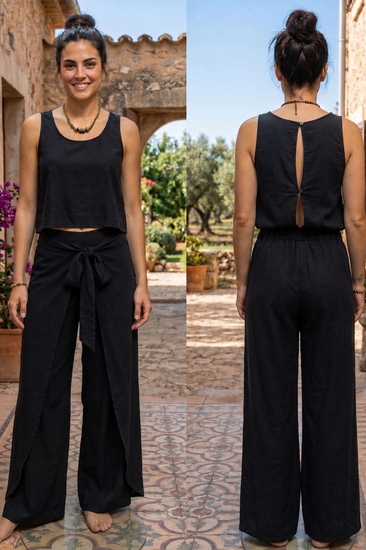 Kayık Yaka Sırt Dekolteli Otantik Tulum