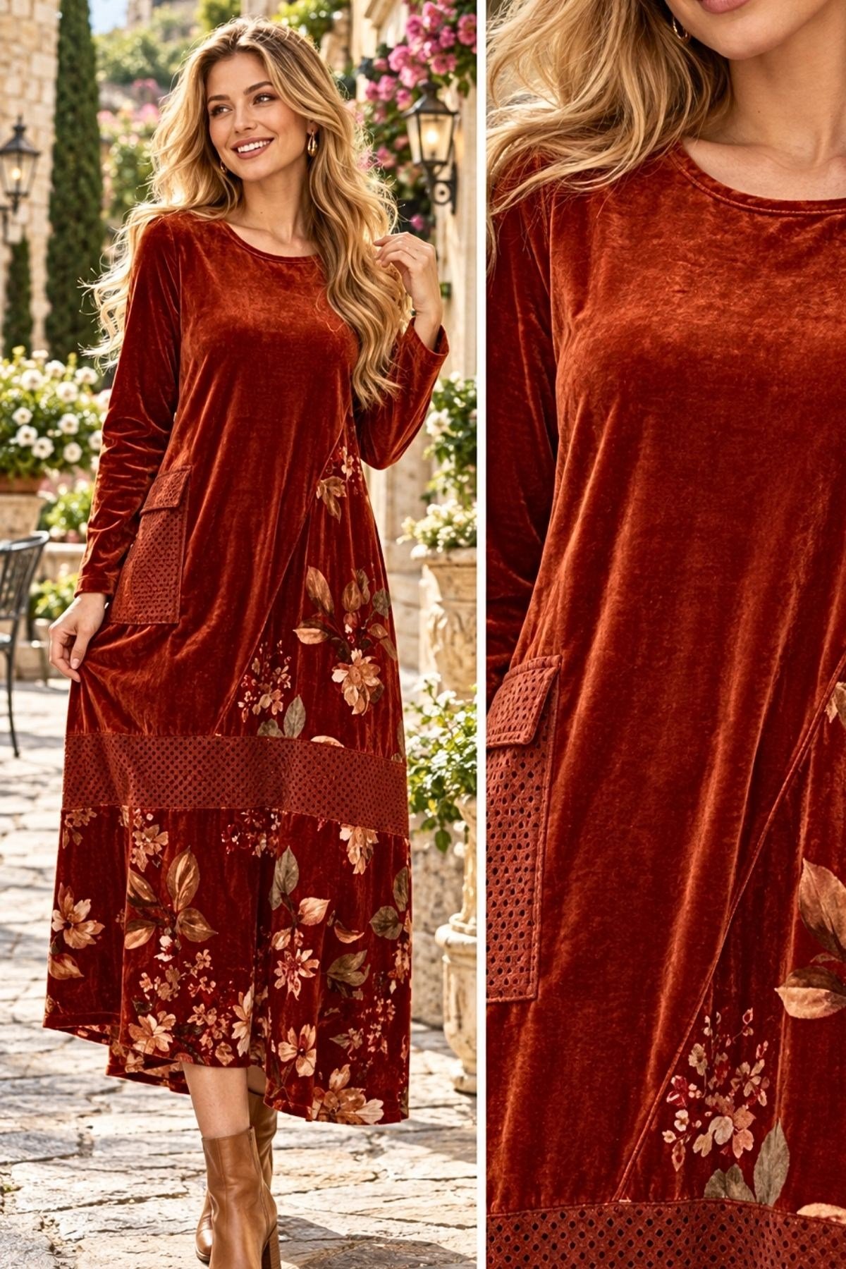 Oversize Kadife Elbise 