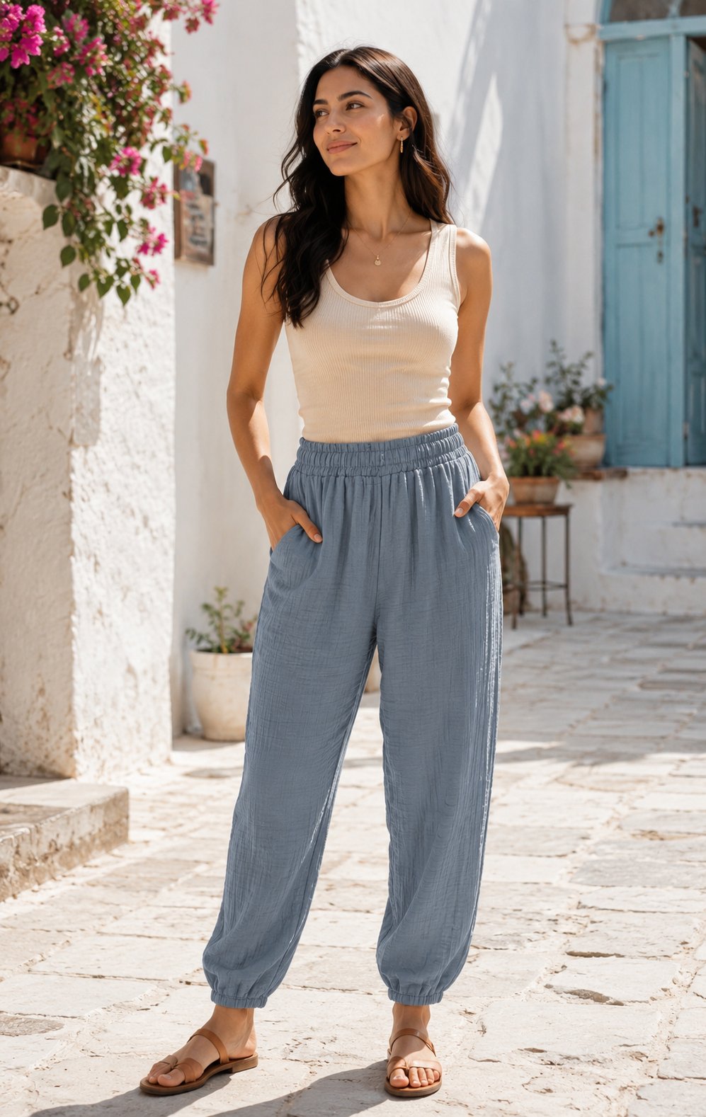 Paça Desenli Müslin Pantolon