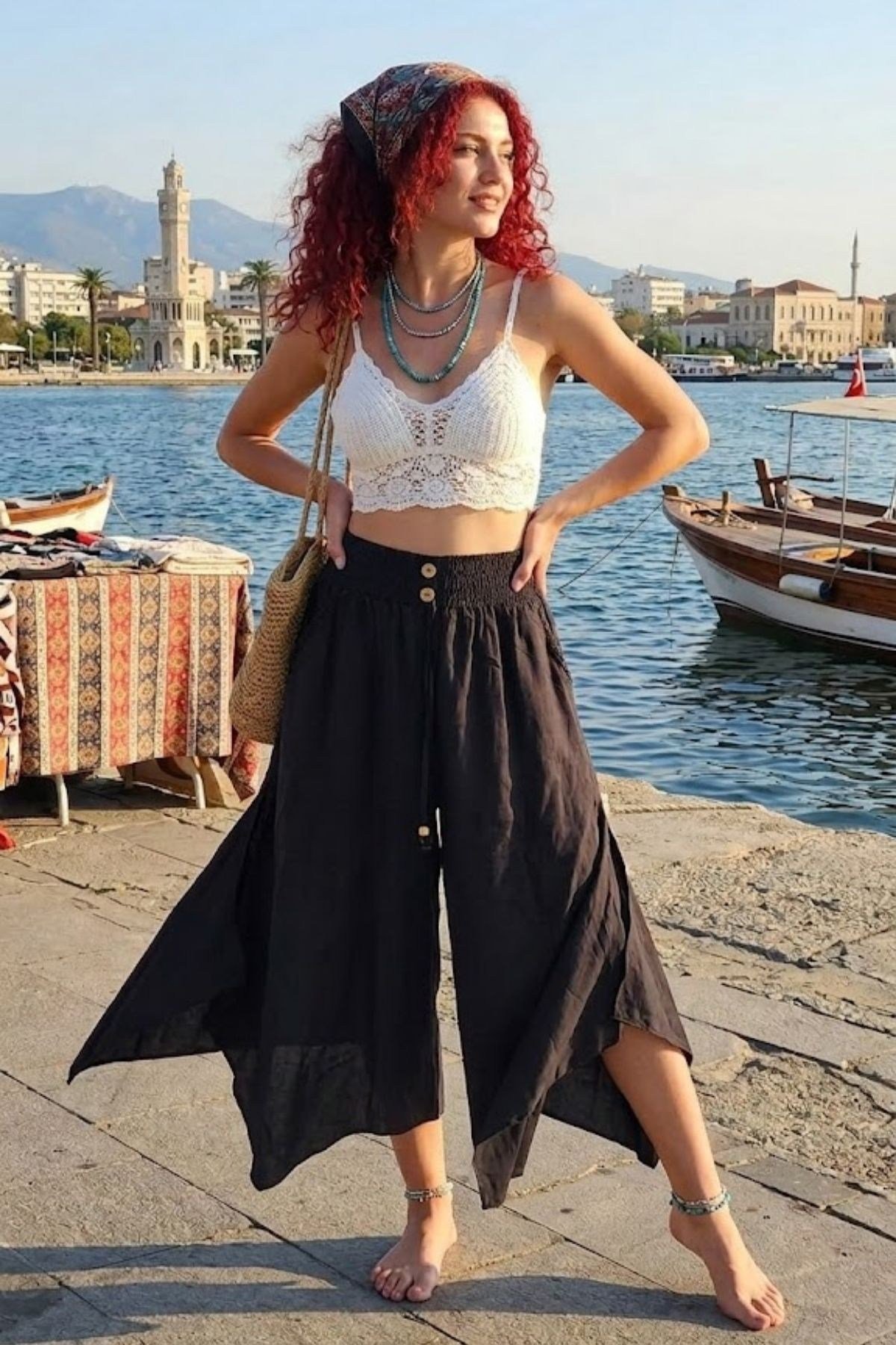 Paça Detaylı Pamuklu Pantolon