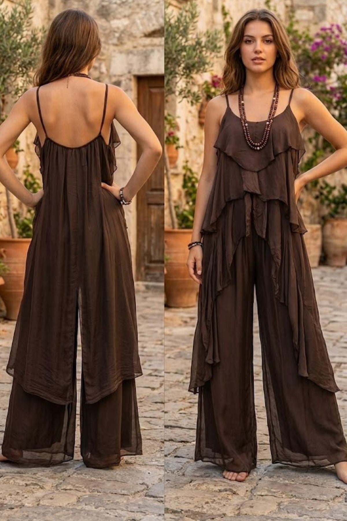Pantolon Bluz İtalyan İkili İpek Takım