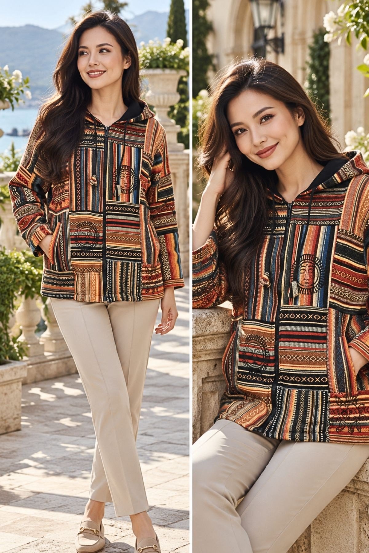 Patchwork İçi Polarlı Mont 