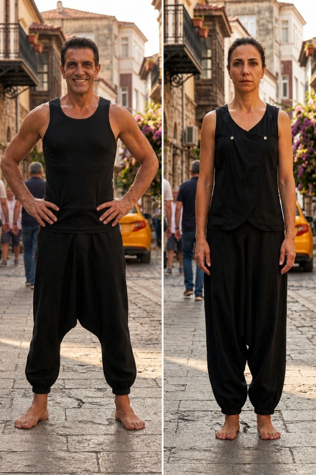 Unisex Beli ve Paçası Lastikli Etnik Şalvar