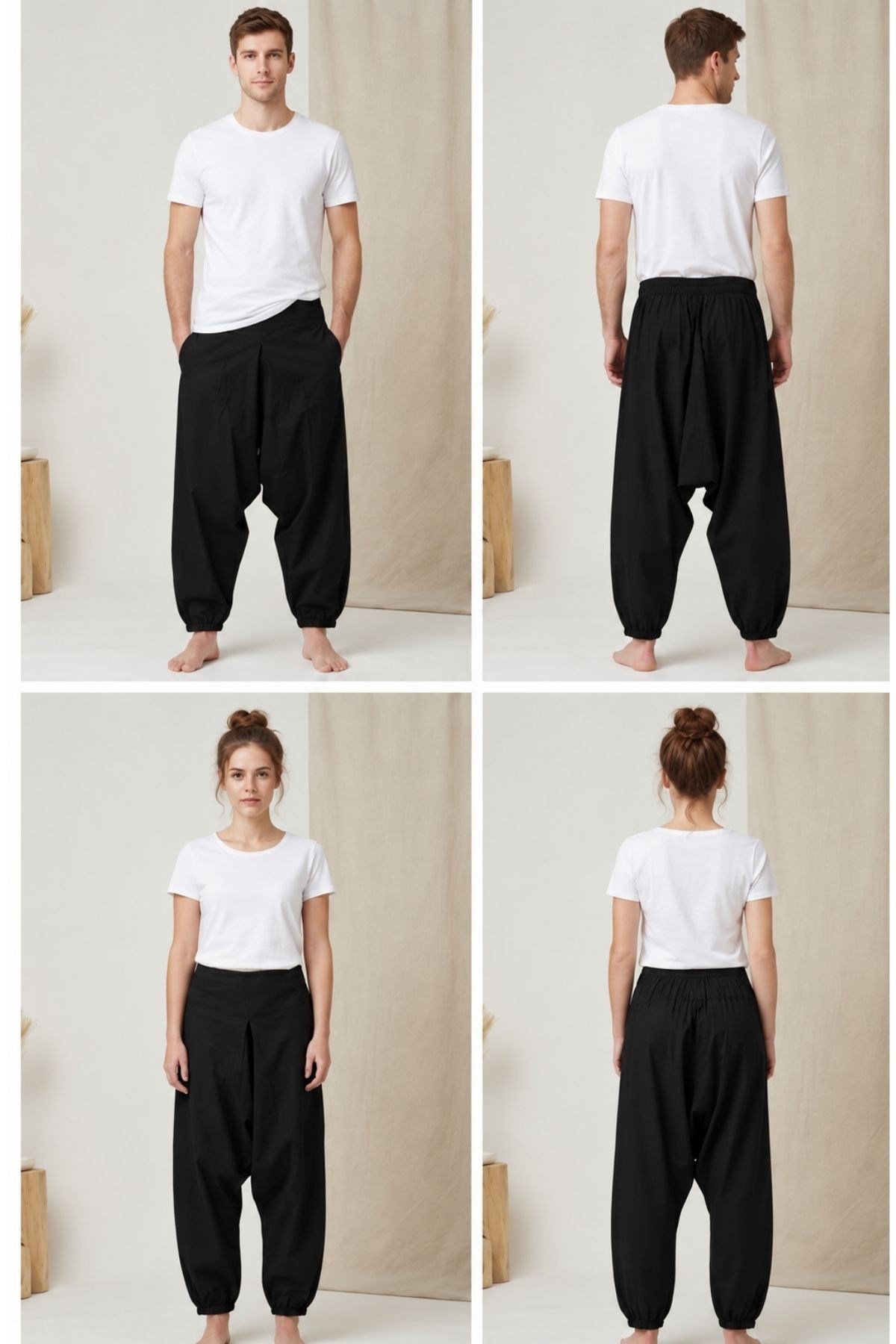 Unisex Düşük Ağlı Cepli Otantik Şalvar