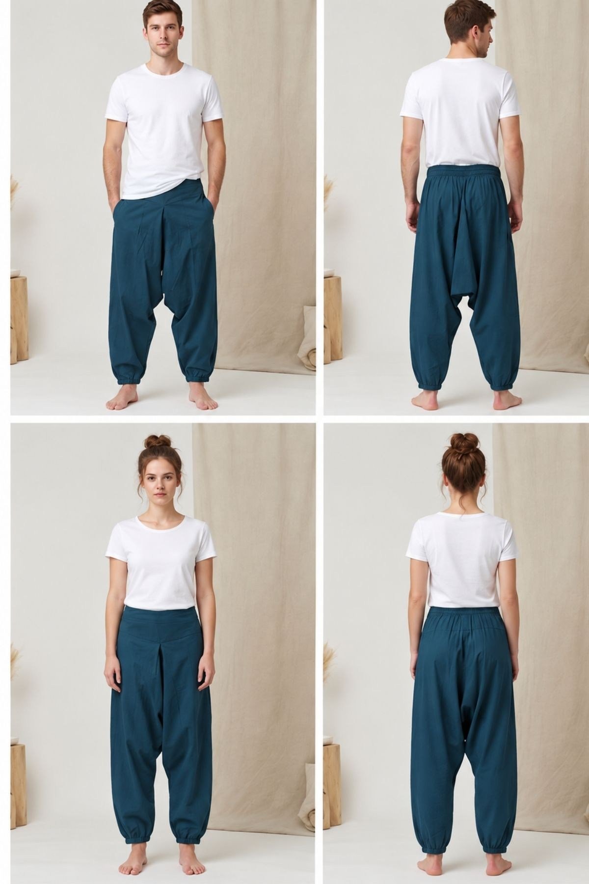 Unisex Düşük Ağlı Cepli Otantik Şalvar