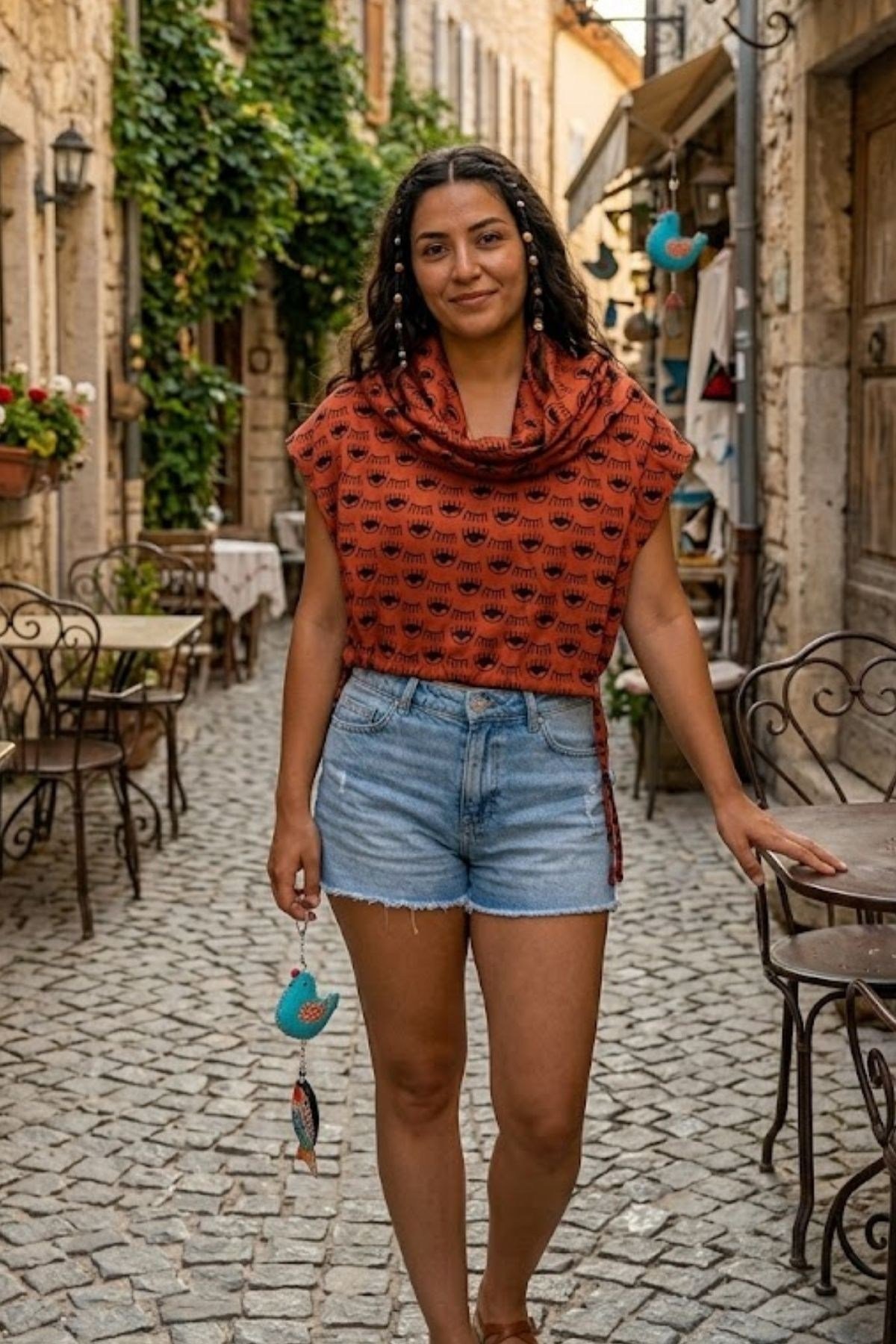 Yaka Detaylı Bohem Bluz