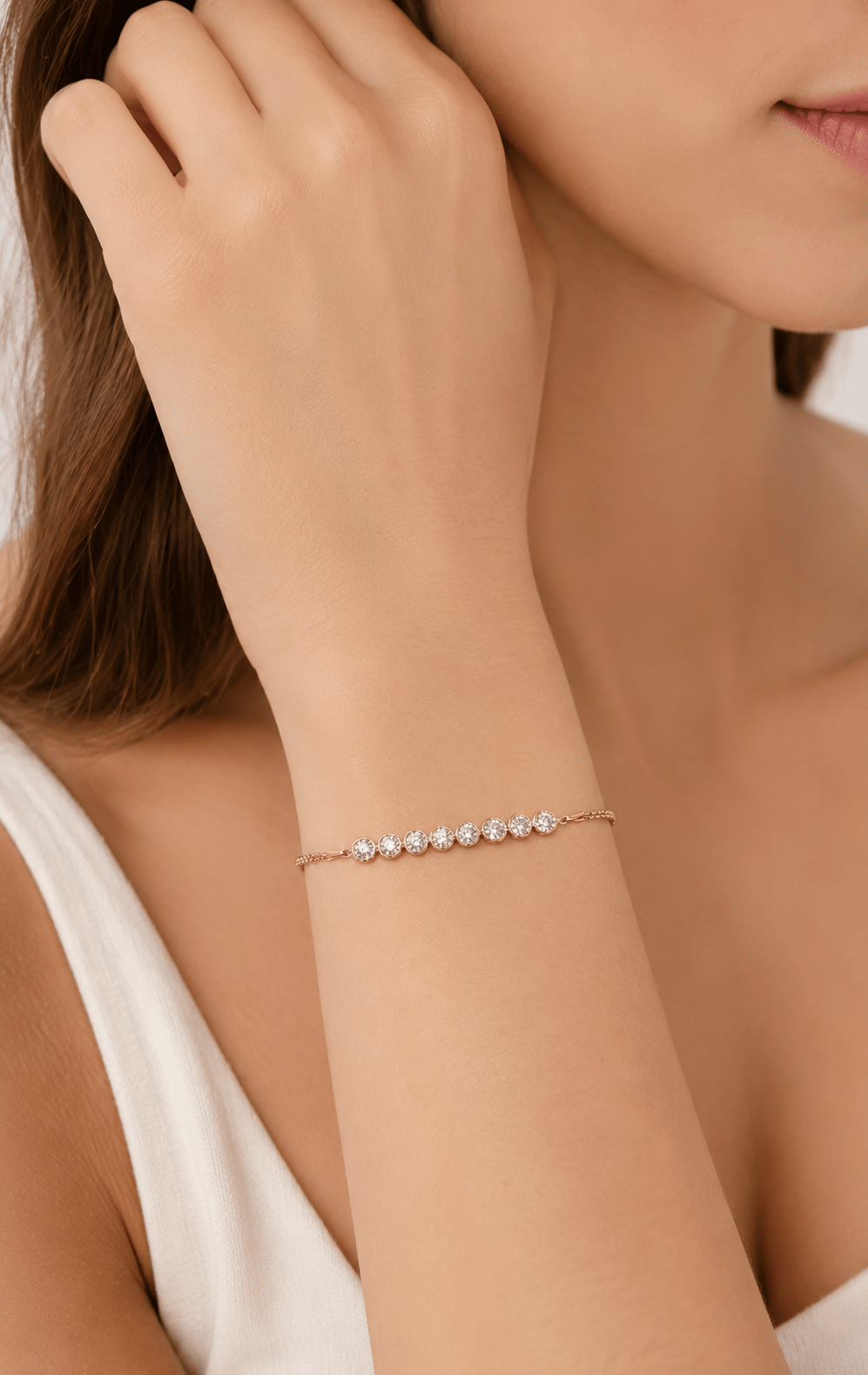 Zirkon Taşlı Rose Gold Kaplama Bileklik