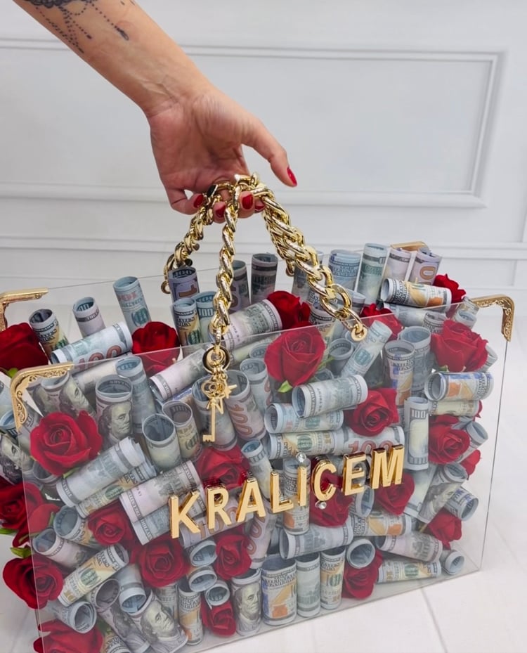 Dolarlı Çiçek Çantası