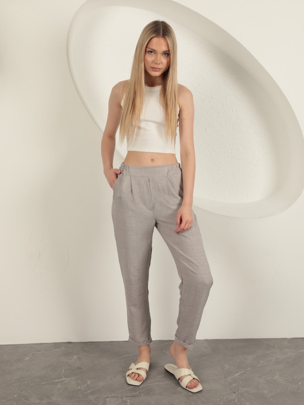 Keten Duble Paça Pantolon