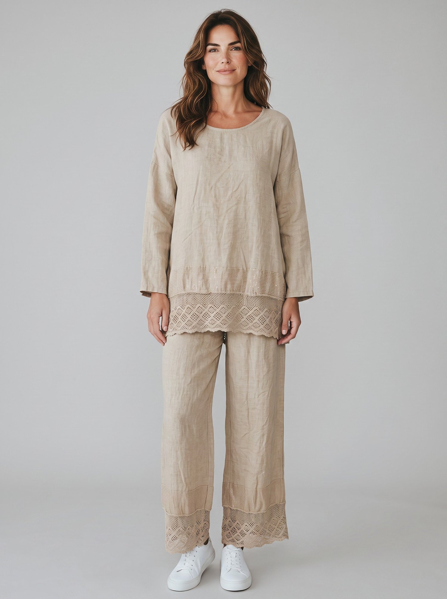 Modern Natural Bluz Pantolon Takım