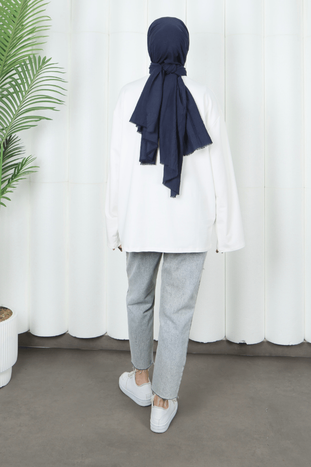 3609 baskılı bisiklet yaka sweatshırt