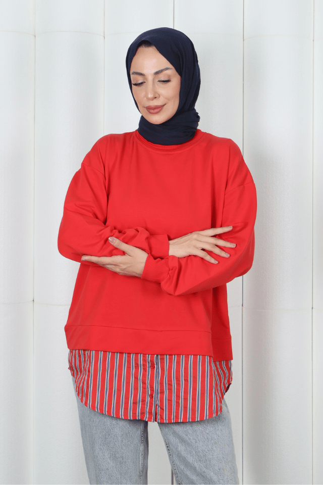 ekru 2839 gömlek garnili sweatsirt