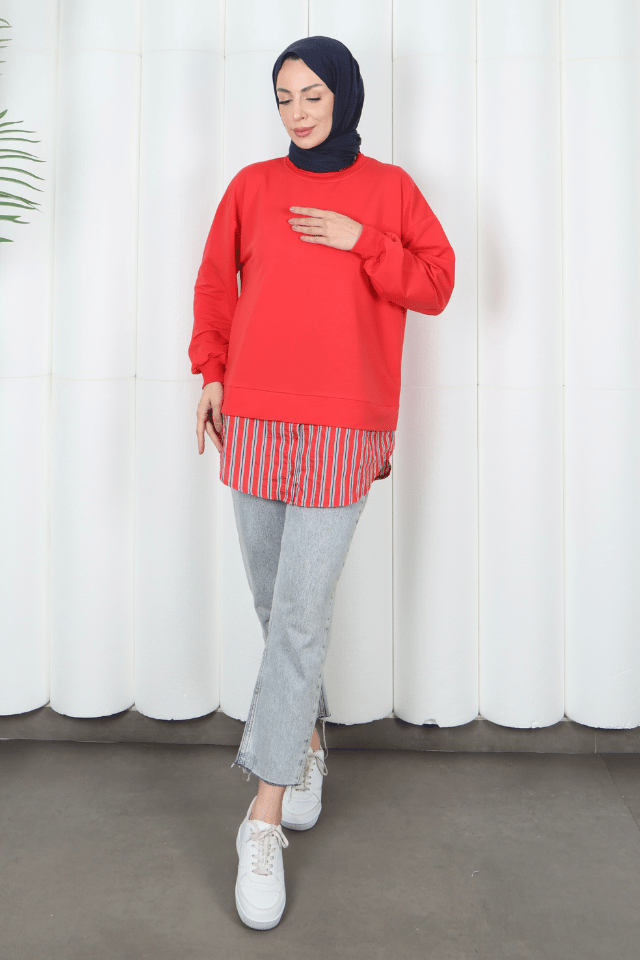 ekru 2839 gömlek garnili sweatsirt