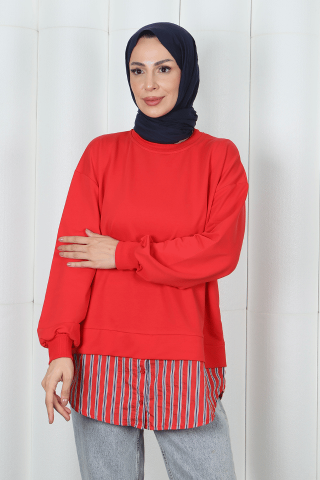 ekru 2839 gömlek garnili sweatsirt