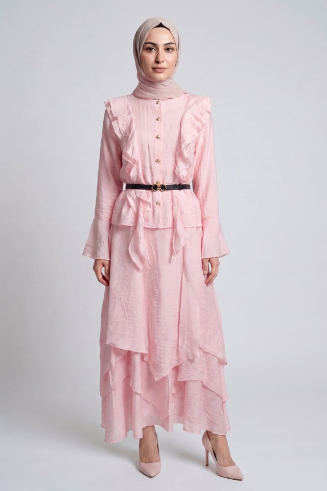 Gülo Vual Keten Kumaş Astarlı Takım - Pembe