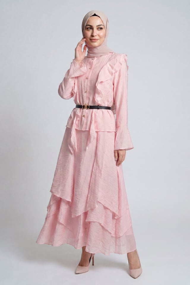 Gülo Vual Keten Kumaş Astarlı Takım - Pembe