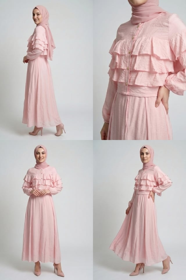 Katlı Ersev Takım Astarlı Vual Takım - Pembe