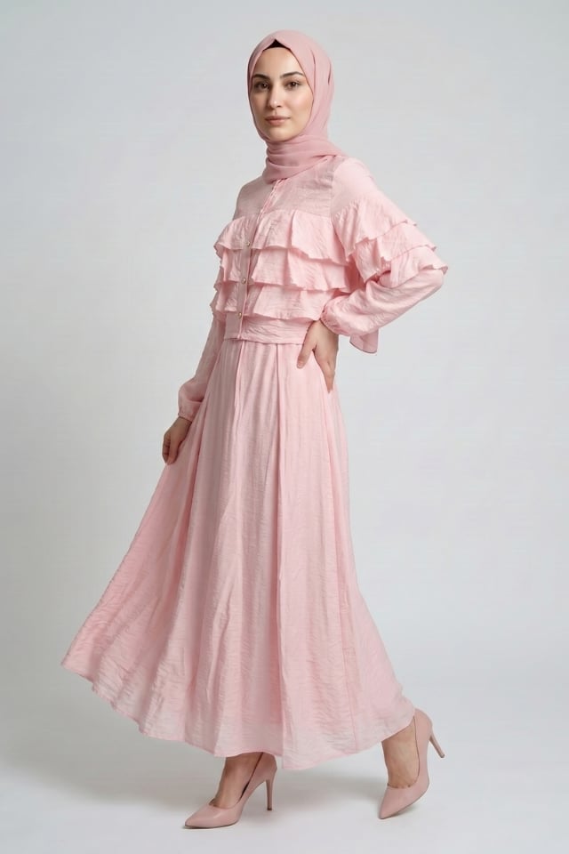 Katlı Ersev Takım Astarlı Vual Takım - Pembe