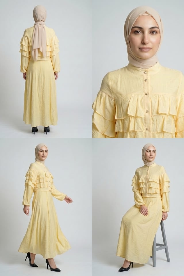 Katlı Ersev Takım Astarlı Vual Takım - Sarı