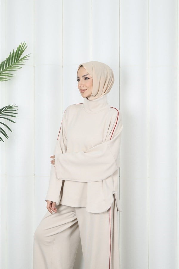moda evcen 1051 şerit detaylı oysho takım taş
