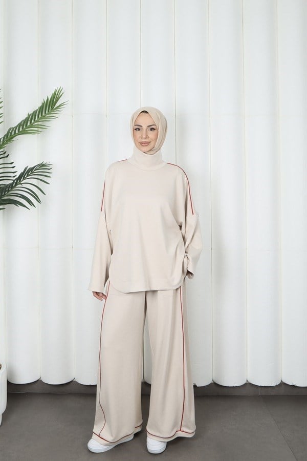 moda evcen 1051 şerit detaylı oysho takım taş