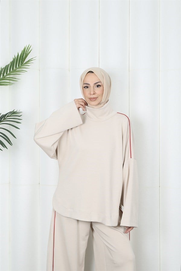 moda evcen 1051 şerit detaylı oysho takım taş