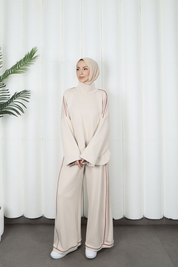 moda evcen 1051 şerit detaylı oysho takım taş