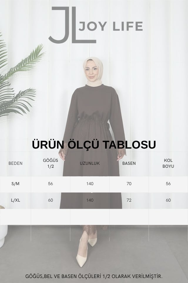 moda evcen dantel elbise 5184 kahve