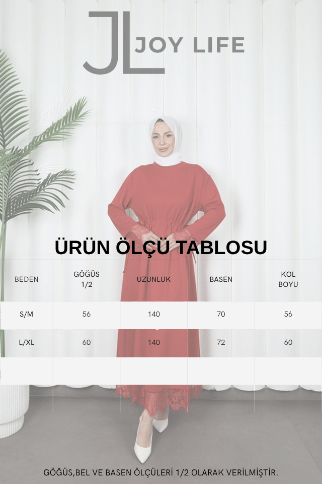 moda evcen dantel elbise 5184 kırmızı