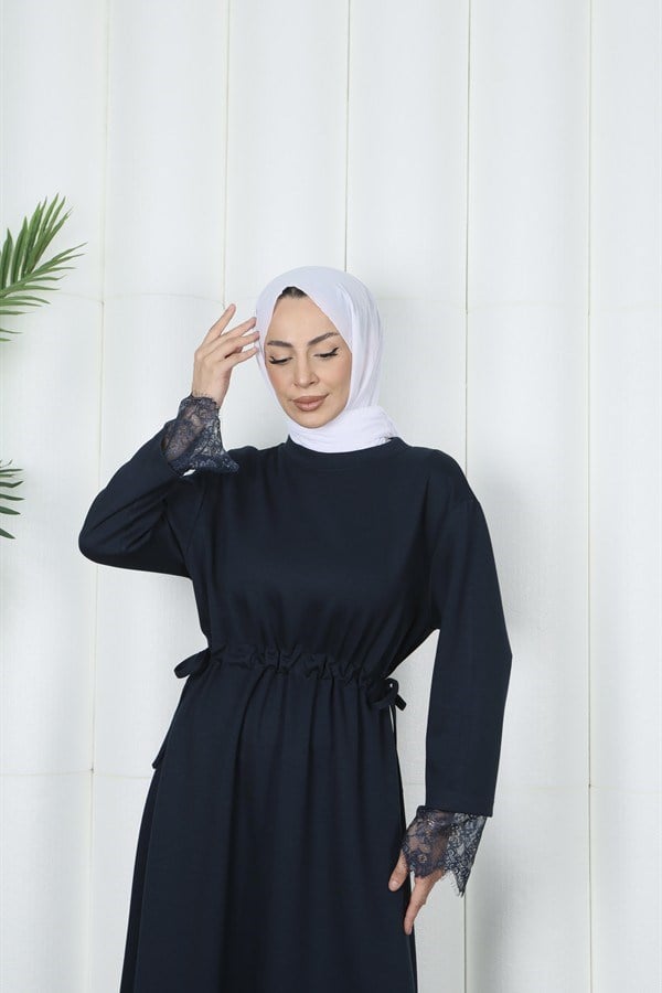 moda evcen dantel elbise 5184 Lacivert