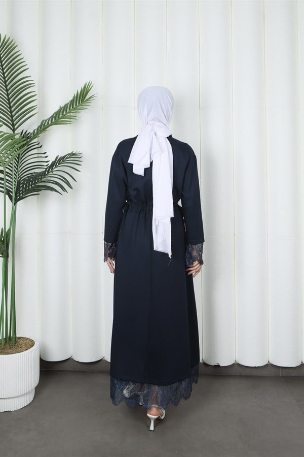 moda evcen dantel elbise 5184 Lacivert
