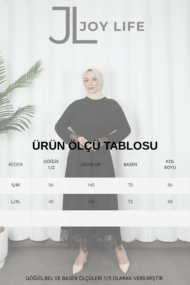 moda evcen dantel elbise 5184 siyah