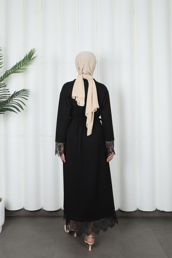 moda evcen dantel elbise 5184 siyah