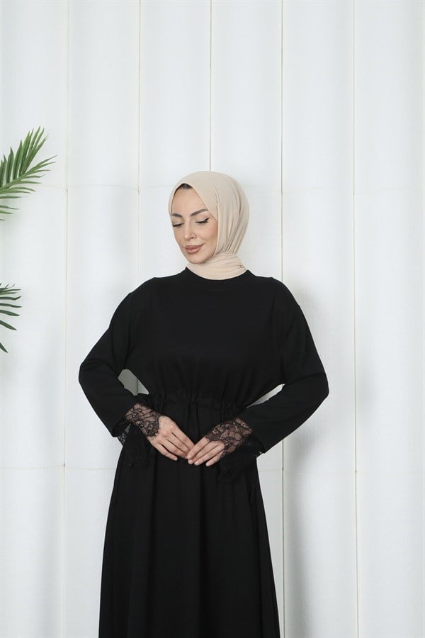 moda evcen dantel elbise 5184 siyah