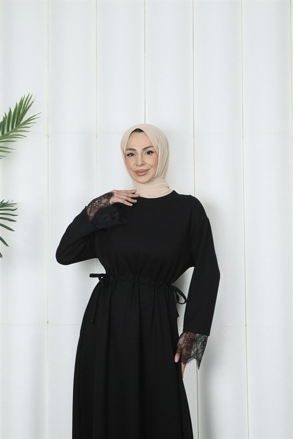 moda evcen dantel elbise 5184 siyah