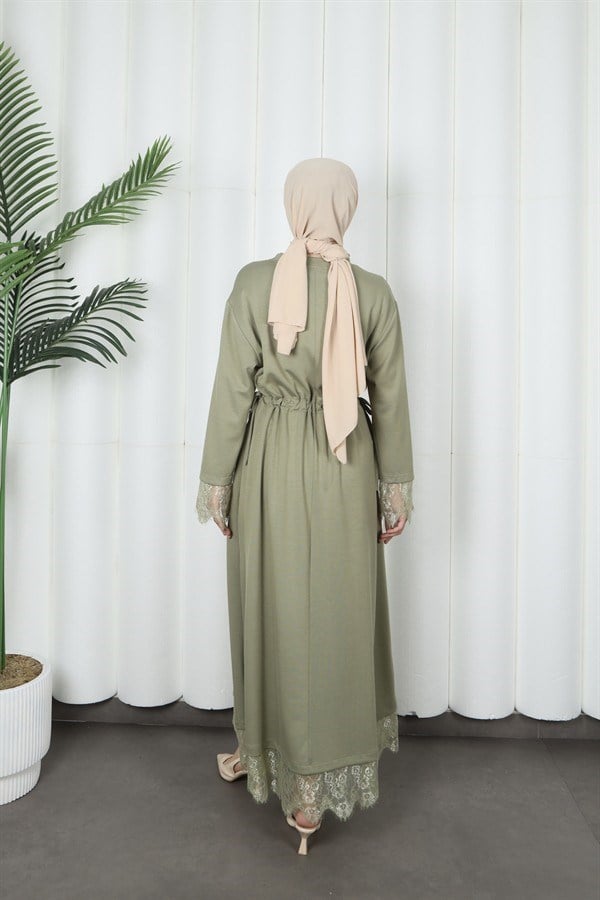 moda evcen dantel elbise 5184 Yeşil