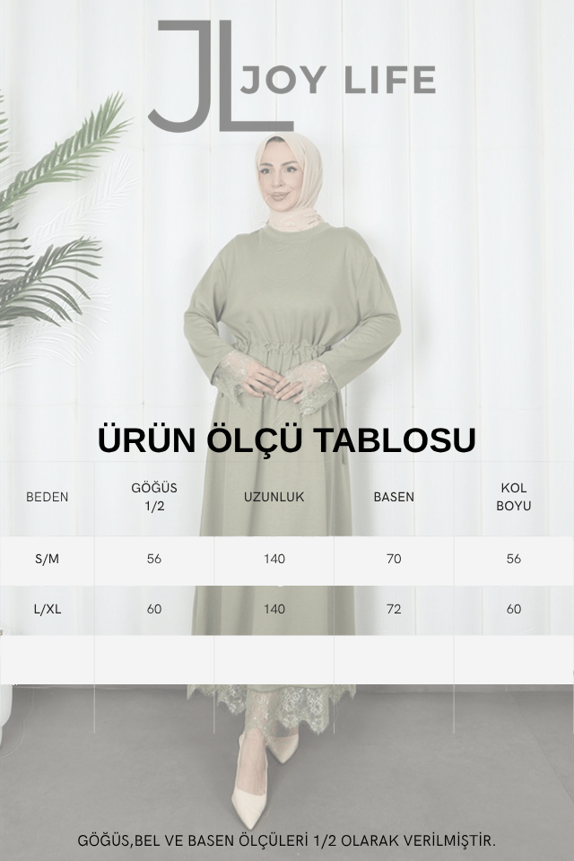 moda evcen dantel elbise 5184 Yeşil