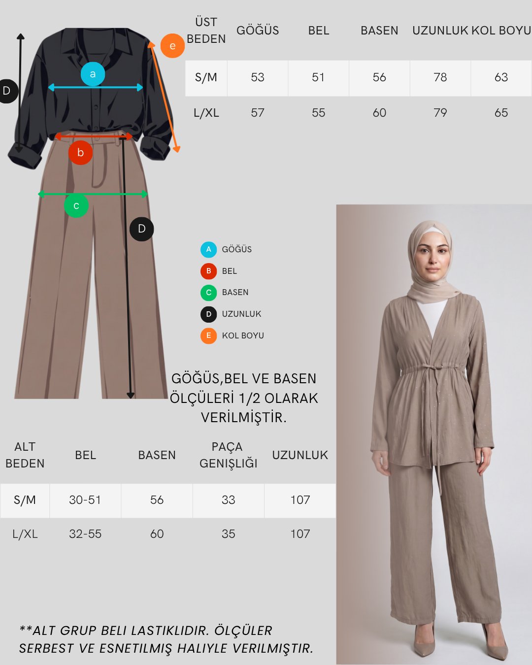 Taş Baskılı Modal Kumaş Kimono Takım - Vizon