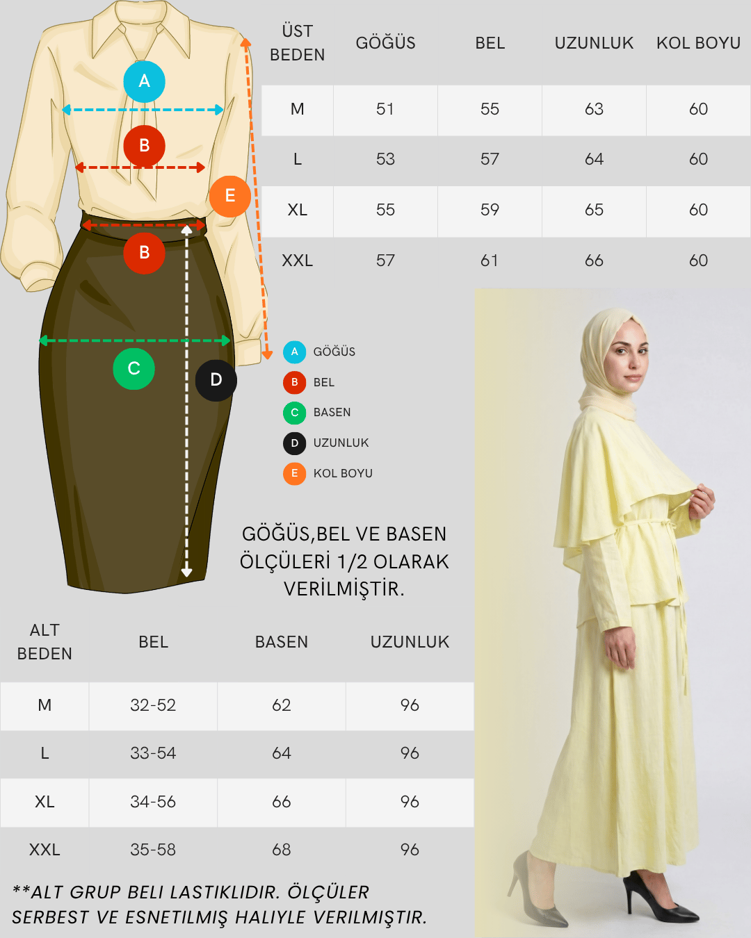 Yandan Aller Detaylı, İthal Modal Kumaş Etekli Takım - Sarı