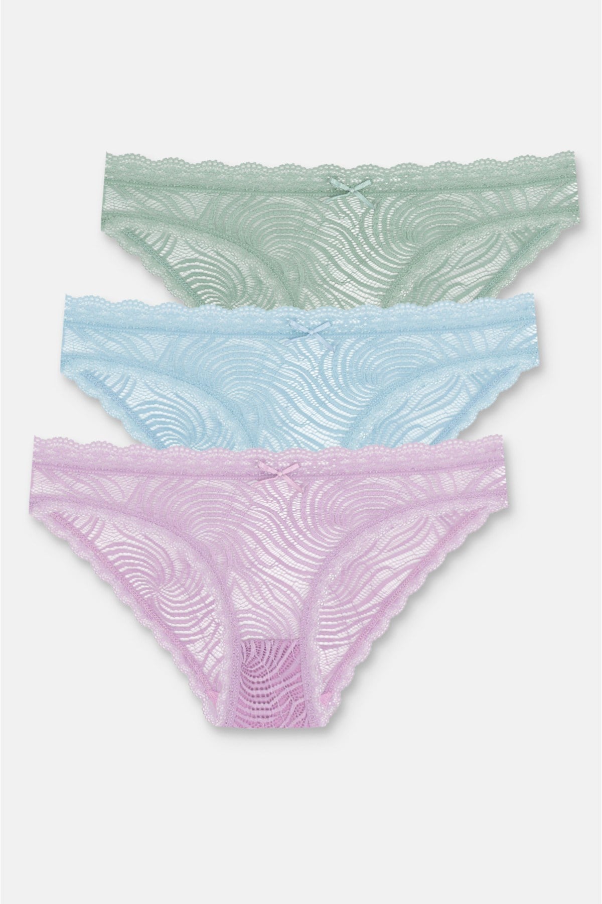 3'lü Dantelli Normal Bel Slip Külot