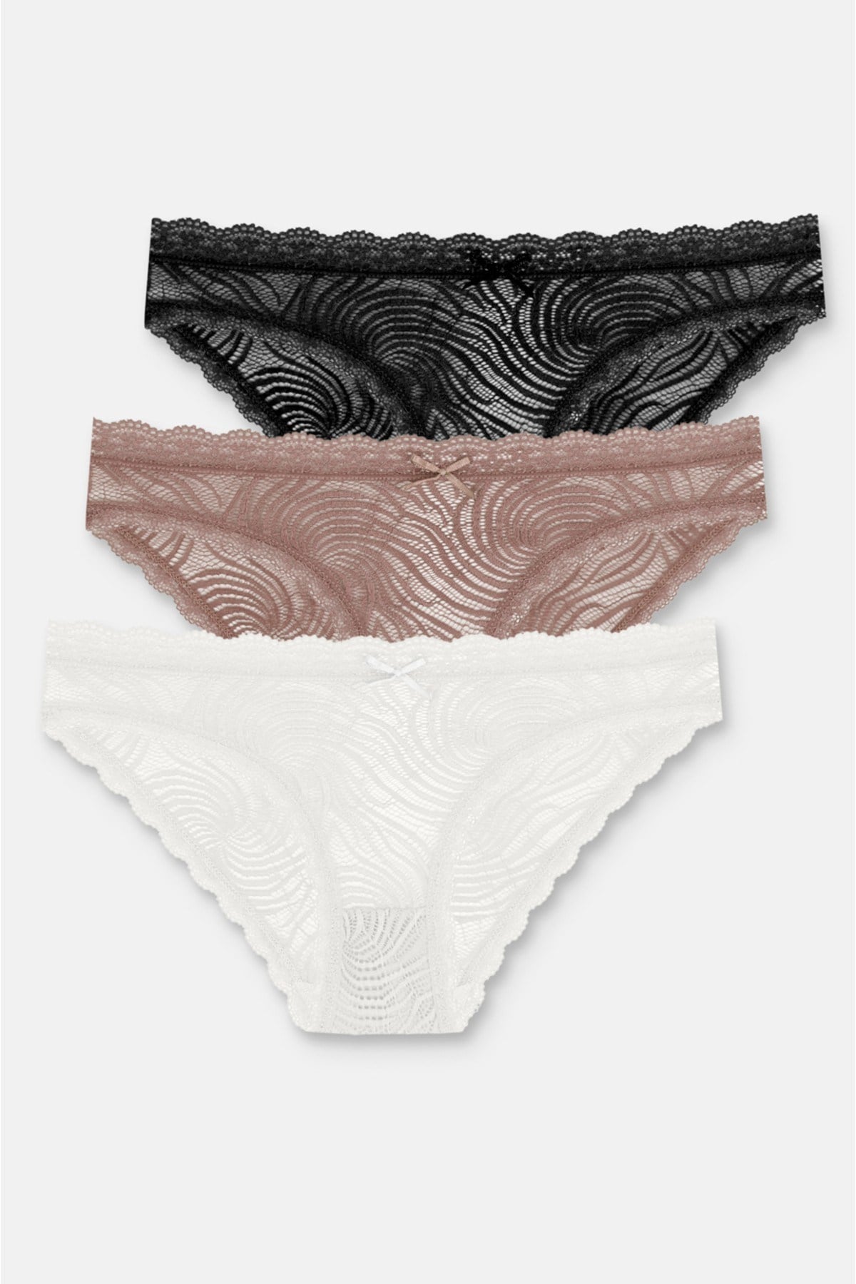 3'lü Dantelli Normal Bel Slip Külot