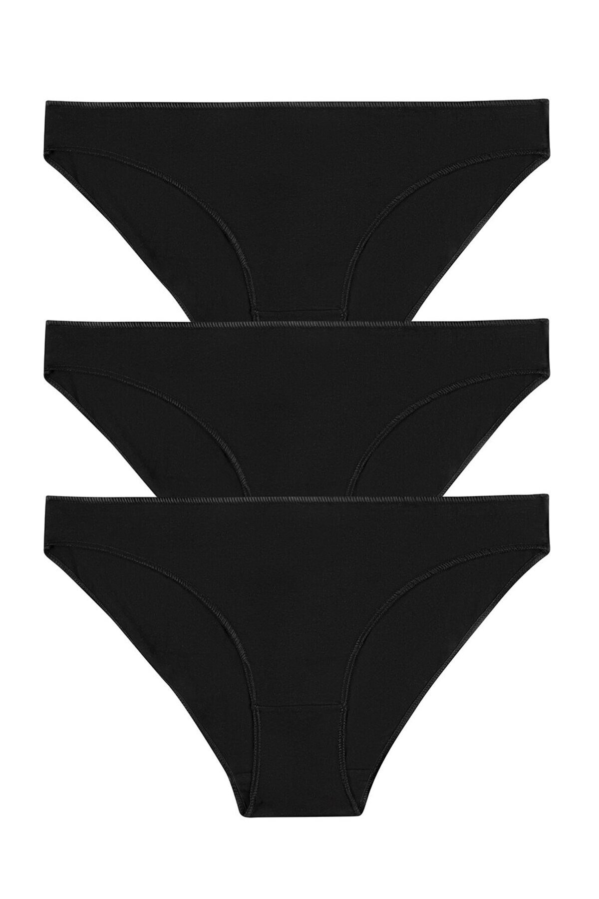 3'lü Pamuklu Basic Normal Bel Slip Külot