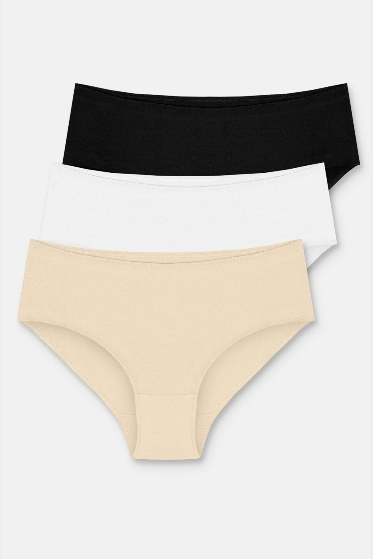 3'lü Pamuklu Basic Yüksek Bel Slip Külot